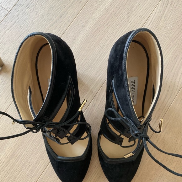 Jimmy Choo Seude and Leather Lace Up Bootie - Picture 5 of 7